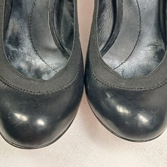 BCBGMAXAZRIA Black Leather Classic Pumps Heels Size 8 Cleaned & Conditioned Good - Picture 15 of 16